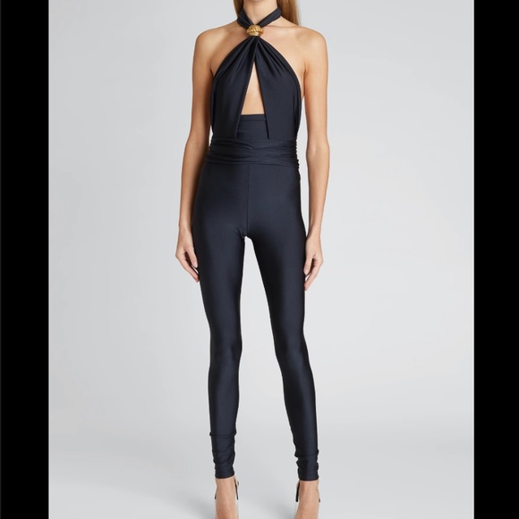 Saint Laurent - Halter-neck Cutout Jersey Jumpsuit - Picture 1 of 5